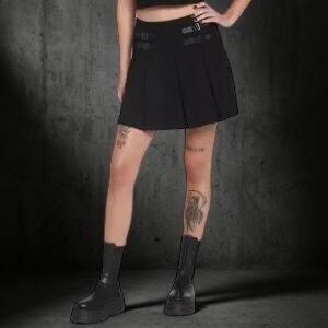 Hot Topic‎ Pleated Mini Skirt size M Black Buckle Punk Grunge Emo Kilt Style 🖤